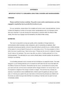 Cover preview of Important Notice to Consumers Using Public Movers and Warehousemen